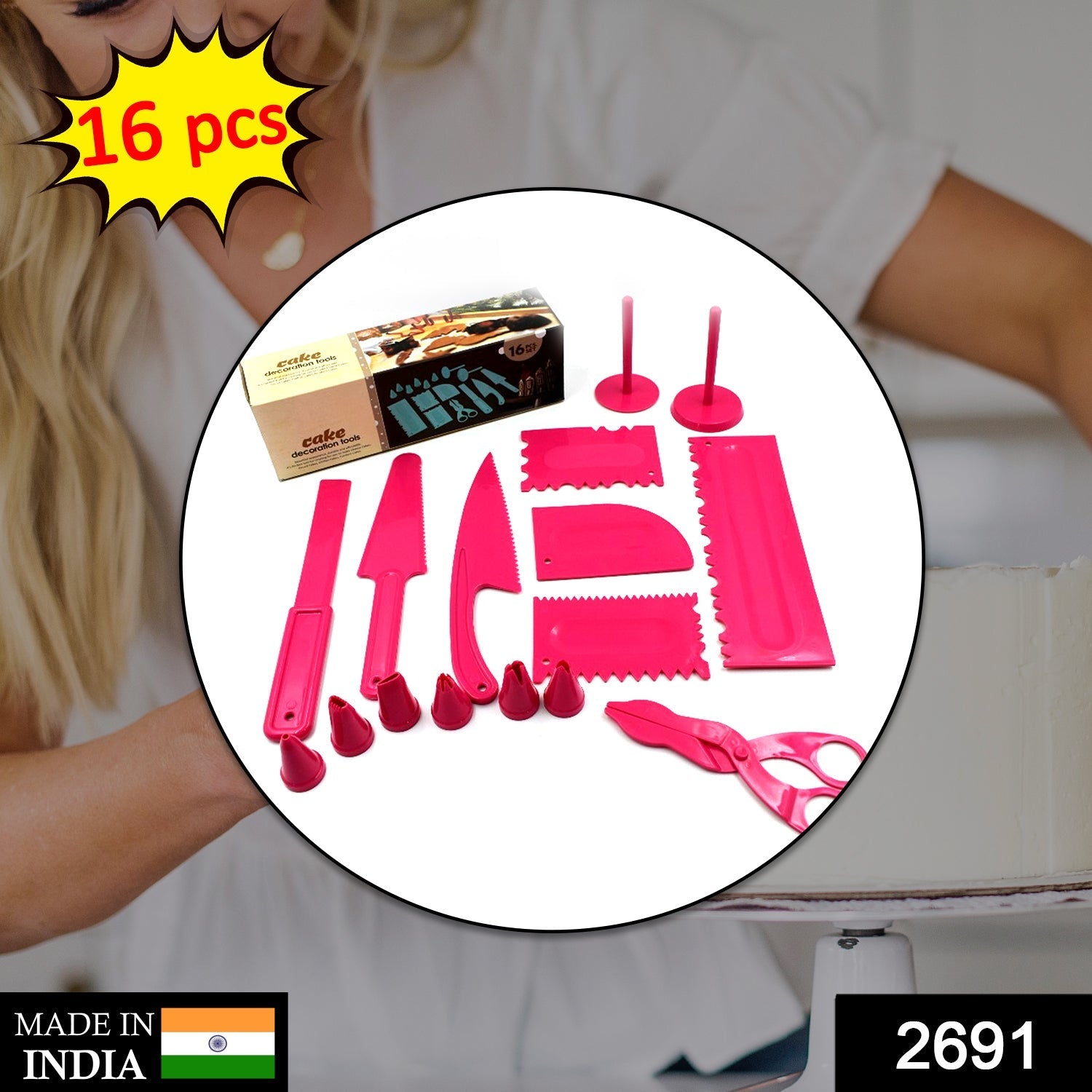 2691 16 Pc Cake Decor Tools used while making of cakes and pastries in all kinds of places like household and bakery etc. 2691 16 Pc Cake Decor Tools used while making of cakes and pastries in all kinds of places like household and bakery etc.